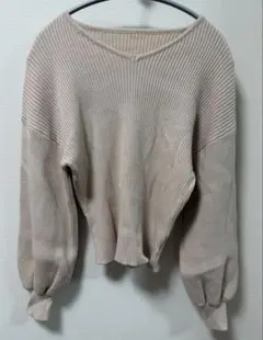 グレイル　リブ編みベージュニット
