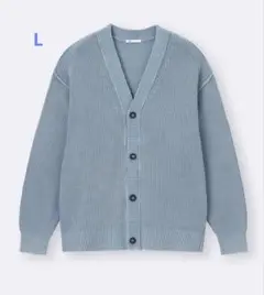 美品＊GU ウォッシュドリブVネックカーディガン L＊