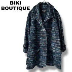 【ビキブティック】Lサイズ　ツイード調　キラキラボタン　オーバーサイズ　ブルー