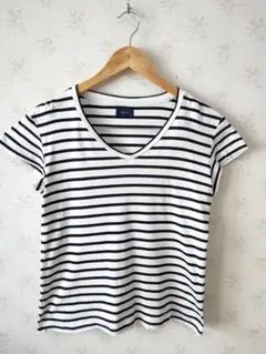 ☆SHIPS シップス ボーダー Vネック 半袖 Tシャツ М 日本製☆