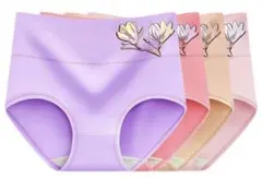 ハイウエストレディース ショーツ下着深ばきお腹まで包む4枚セット