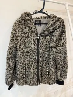 GLAD NEWS レオパード柄 フード付きファーコート 平成　Y2K