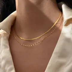 ネックレス ２連 ゴールド レディース ジュエリー 重ね付け