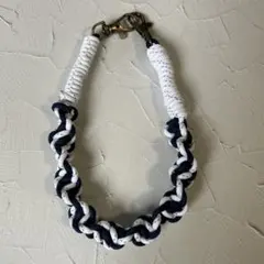 パラコード ハンドストラップ ネイビー×ホワイト