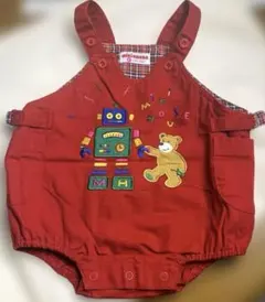 美品　レトロ　ミキハウス ダルマオール　くま　ロボット　赤　オーバーオール