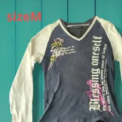 The Boy's Garden　長袖Tシャツ　ロンT　Vネック　ネイビー×白