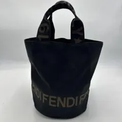 FENDI フェンディ ロゴライン ハンドバッグ トート キャンバス レザー