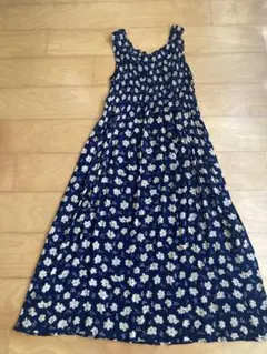花柄ノースリーブロングワンピース M-L