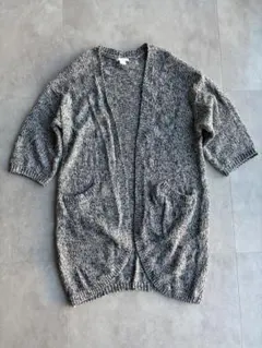 H&M ロングカーディガン グレー系 長袖 ニット Sサイズ