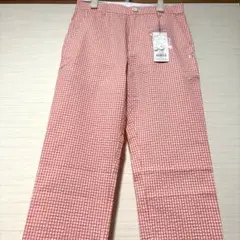 新品ZOY ゴルフパンツ メンズ76シアサッカ風ゾーイ チェックオレンジグカラーのサムネイル