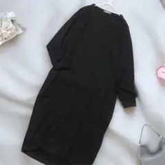 《KINGLILY》 ロングニットワンピース S リブニット ブラック ゆったり