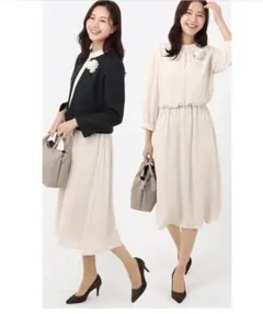 【洋服の青山】アンサンブル 3点セットジャケット+ワンピース+スカート7号