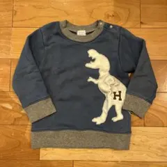 ハッカベビー　ハッカキッズ 恐竜柄　トップス　スウェット　ネイビー
