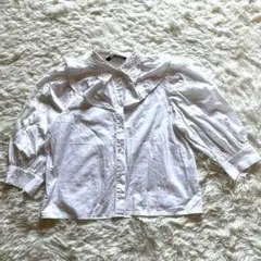 人気【完売品/XS】 ZARA ザラ ビッグカラー 刺繍 ブラウス 白シャツのサムネイル