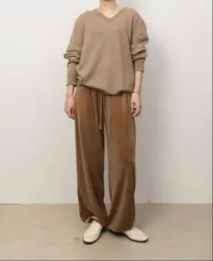 OOTHO velour easy pants ベロアパンツ ブラウン