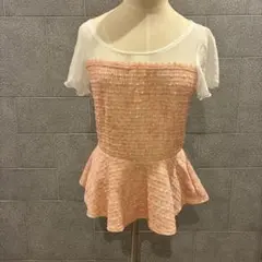 CECIL McBEE ピンク ツイード ペプラム トップス 平成ギャル y2kのサムネイル
