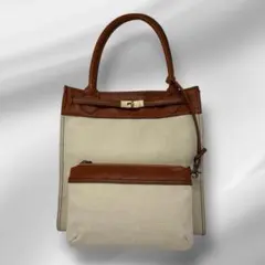【美品】 Dakota ダコタ トートバッグ キャンバス レザー ポーチ付き
