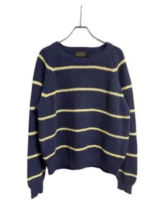 80s eddie bauer コットンニット 黒タグ ボーダー