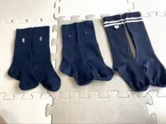 キッズ靴下 3足セット ネイビー　黒　16-18センチ　ワンポイント