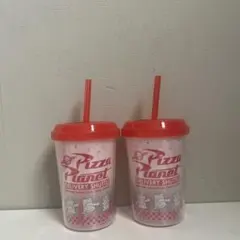 トイストーリー　ストロー付きタンブラー　ピザプラネット　ディズニー　2つセット
