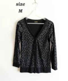 ◆レオパード柄 ヒョウ柄　カーディガン ブラック 黒　М◆