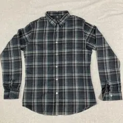 シップス　グレー×グリーンチェック　ネルシャツ