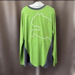 PUMA プーマ ビックロゴ ロングTシャツ 長袖 バイカラー 緑×グレーのサムネイル