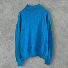 タートルネックニット ブルーグリーン 無地 シンプル 長袖 ハイネック 36