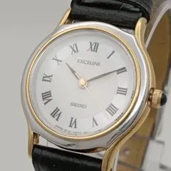 【新品電池/稼働品】SEIKO シェル文字盤　EXCELINE 腕時計のサムネイル