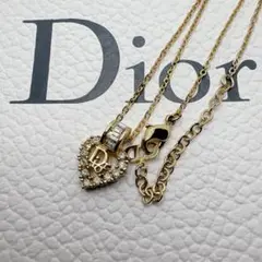 Dior ディオール ラインストーン　ハート　ロゴ ネックレス　ヴィンテージ