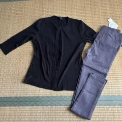未使用　ユニクロ　七分袖カーディガン　M黒　ウエストゴム　カジュアルパンツ　春夏
