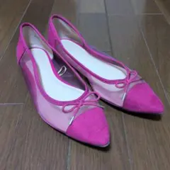 GU ピンク シアー フラットパンプス