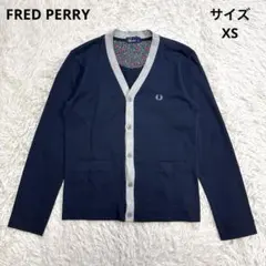 【美品】FRED PERRYカーディガン 花柄 ネイビー XS