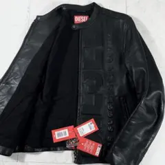 ✨美品 ディーゼル エンボスロゴ レザー ライダースジャケット 定価20万