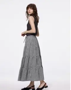 GU ジーユー　ティアードマキシスカート　S