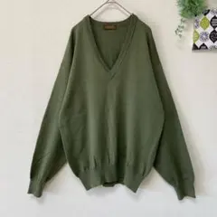 【アラミス】 メンズ Vネックニット M グリーン系 ゆったり 長袖のサムネイル
