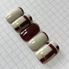 ネイルチップ チェック ニュアンス 長さ、形変更無料