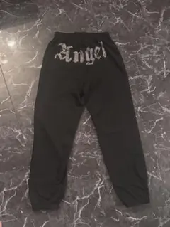 Angel ラインストーン スウェットパンツ ブラック