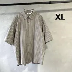 美品 ユニクロ C ブロードオーバーサイズシャツ/ストライプ ブラウン XL