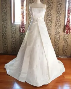 621ミカドサテンスレンダーライン高級ウエディングドレス5号7号9号