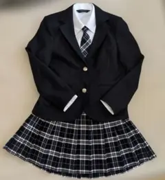 紺系セットアップ 150 ブレザー、チェックスカート、シャツ、ネクタイ 卒服