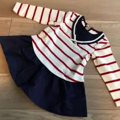 80cm♡赤ボーダーセーラー風ワンピース/ファミリア  プチバトー