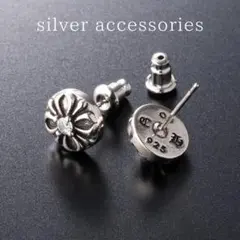 シルバー925 ピアス ジルコニア クロスン 丸型 両耳用 106