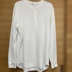 ユニクロ ワッフルヘンリーネックTシャツ L 白