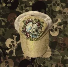 y2k❤️00s Ed Hardy ラブキル スカルロゴ ラインストーン トップス Ed Hardy Y2K Brown Striped Love Kills Slowly Skull Rhinestone