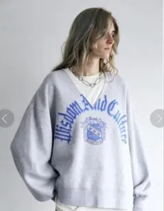 moussy Vネック プルオーバー ロンT スウェット グレー パーカー