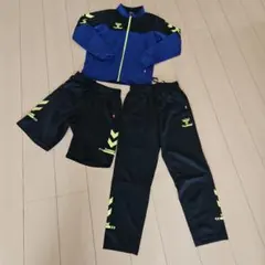hummel ジャージ上下・ハーフパンツセット 160cm 青・黒・蛍光イエロー
