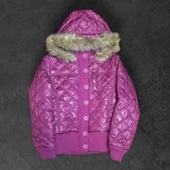 archive お兄系 y2kグランジ ファー ダウンジャケット 光沢 Lピンク