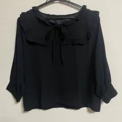 evelyn エブリン フリルリボンブラウス ブラック 黒