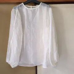 Mysticシースルー 長袖ブラウス ホワイト